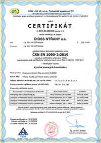 Certifikát č. ZCV-23-325/C06 - Výroba kovových konstrukcí