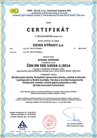 Certifikát č. ZCV-23-325/C02 - Proces svařování