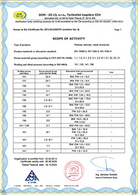 Certificate no. ZCV-23-325/C01 - Welding process