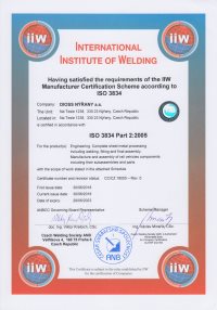 Certificate IIW ISO 3834 Part 2:2005